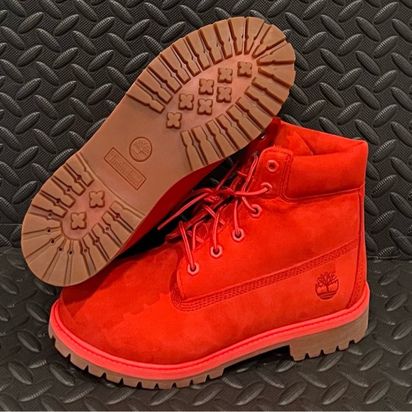 Boys Timberland Boots Red Various‎ Sizes - Picture 1 of 8
